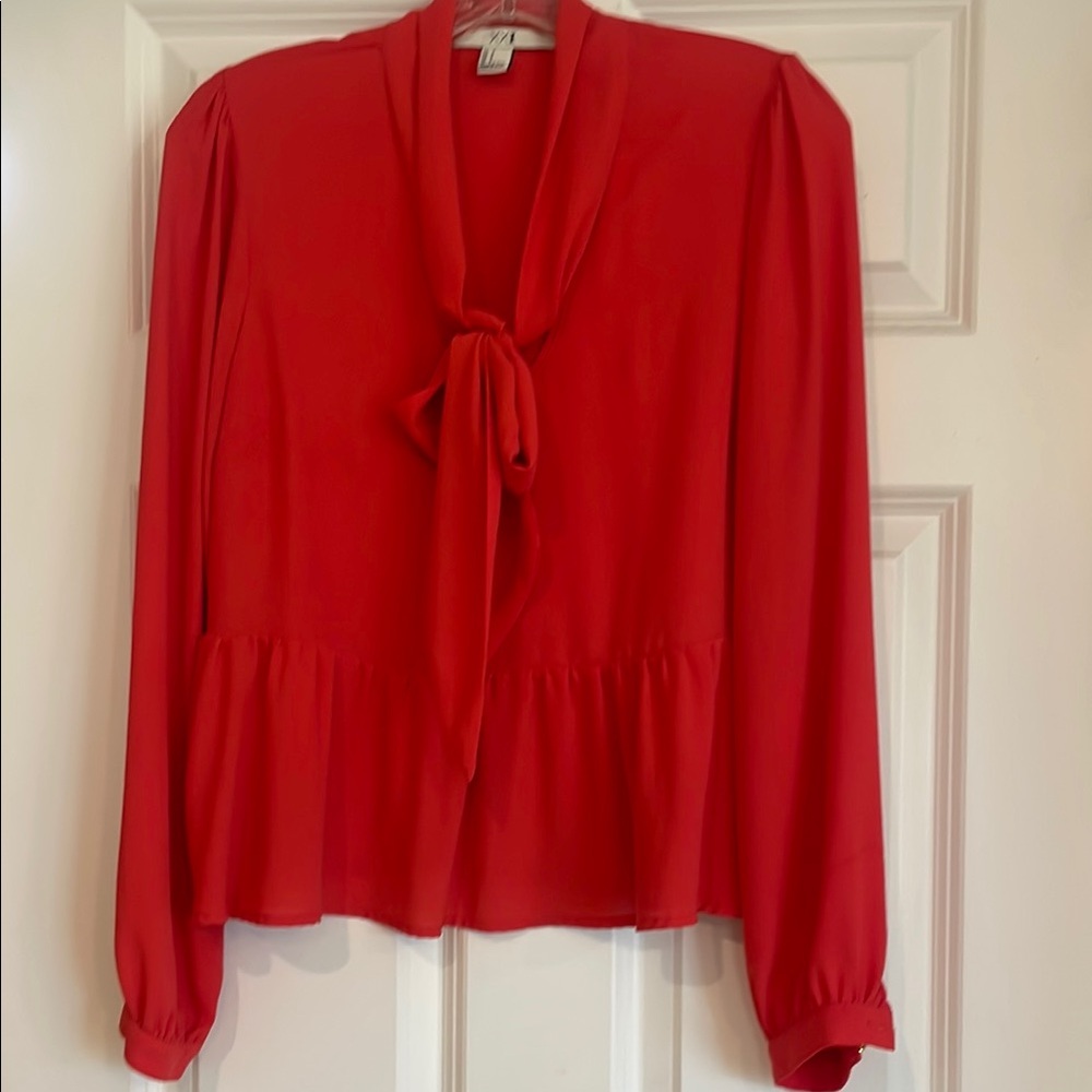 Elegant light Red Women's blouse with peplum
